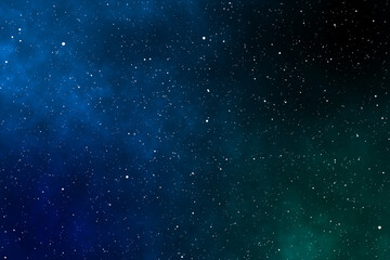 Wall Mural - Starry night image background with the blue and green nebulas.