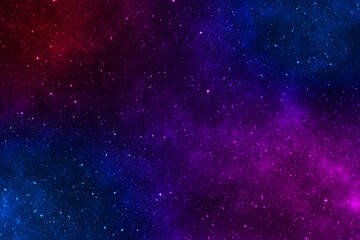 Wall Mural - starry night image with the blue, purple, and red galaxy in the cosmic space.