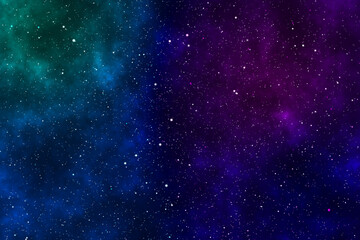Wall Mural - starry night image with the blue, purple, and green nebulas in the cosmic space.
