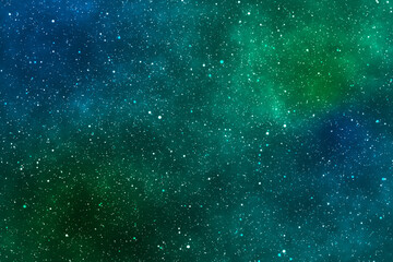 Wall Mural - starry night image with the blue and green galaxy in the cosmic space.