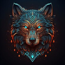 Wolf. Abstract Wolf Head Illustration. Generative AI