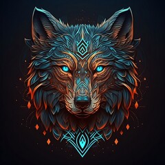 Naklejka na meble Wolf. Abstract wolf head illustration. Generative AI