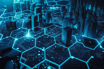 Wall Mural - Technology tech data background,  connect network abstract generative ai