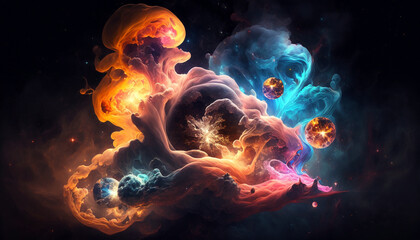 Wall Mural - Beautiful abstract of a space void, vibrant colors, phone background