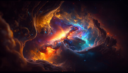 Wall Mural - Beautiful abstract of a space void, vibrant colors, phone background