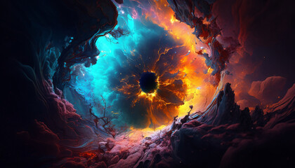 Wall Mural - Beautiful abstract of a space void, vibrant colors, phone background
