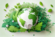 Umwelt- Konzept zum Tag der Erde:  die Erde vor einem grünen und ökologisch nachhaltigen Hintergrund, Vektor Illustration - Generative Ai