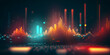 Concept visualization of sound waves. Banner Abstract technology background, Network light effect neon color. Generation AI