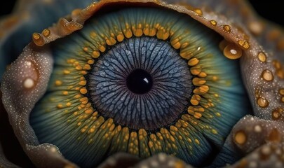 Sticker -  a close up view of an eye with drops of water on it.  generative ai