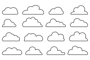 Fototapete - Clouds line art icon. Editable stroke. Storage solution element, databases, networking, software image, cloud and meteorology concept. Vector line art illustration isolated on white background.