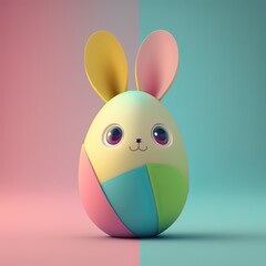 Cute Cartoon Easter Bunny in an Egg (Created with Generative AI)