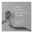 Composition of brain cancer awareness month text over ribbon on grey background