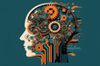 © aicandy - brain with gears and cogs representing creative business solutions, generative ai
