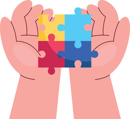 Sticker - hands lifting puzzle pieces