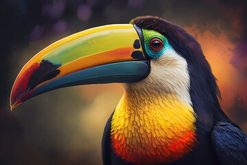 toucan beak bold and colorful, concept of bright and vibrant, created with generative ai technology