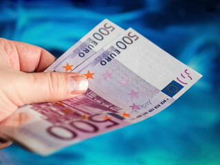 Concept Idea: Abstract background with two 500 euro note