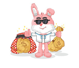 Sticker - pink bunny rich arabian mascot. cartoon vector