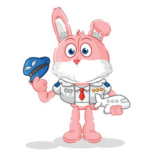 Canvas Print - pink bunny pilot mascot. cartoon vector