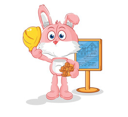 Poster - pink bunny Architect illustration. character vector