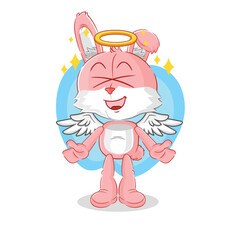 Wall Mural - pink bunny angel with wings vector. cartoon character