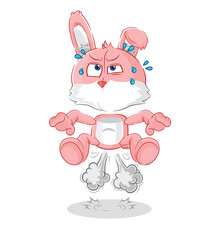 Wall Mural - pink bunny fart jumping illustration. character vector