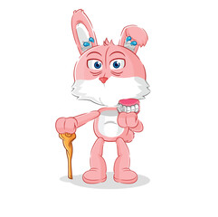 Sticker - pink bunny white haired old man. character vector