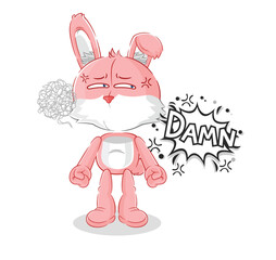 Canvas Print - pink bunny very pissed off illustration. character vector