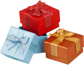 Wall Mural - Cute gift boxes on white background