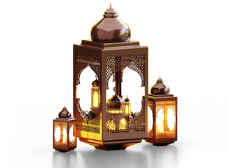 Wall Mural - 3d ramadan ornament with lantern and mosque