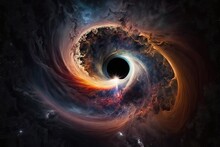 Black Hole Activity On Space, Beautiful, Impressive And Colourful, Associated With Deep Mathematical Calculations, And Projecting Local Data To Unbeliable Astronomical Data, Generative Ai