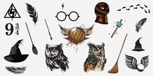 Different Elements For Witches And Wizards At School Of Magic.