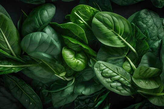 pattern of fresh spinach background, colorful seamless texture, close up , generative ai