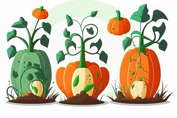Poster - pumpkin seedlings that have germinated and the means to tend to them. the idea of gardening. beginni