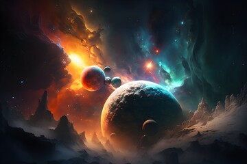Wall Mural - Illustration realistic galaxy background made with generative AI