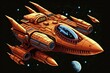 Future Spaceships from the 80's illustrated in 16 bit videogame style design, generative ai