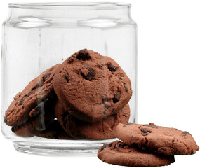 Canvas Print - Cookies with chocolate in jar on light background