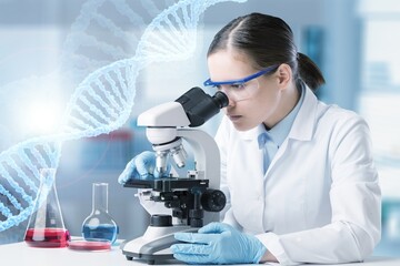 Wall Mural - serious medical scientist do research in laboratory