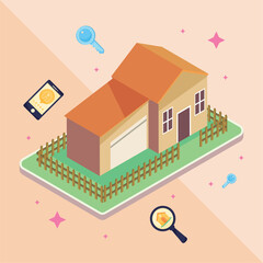 Poster - cute house with real estate