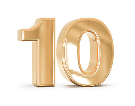 3d gold number 10