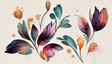Isolated Purple Vintage Flower Watercolor Background Vector Illustration. Generative Ai