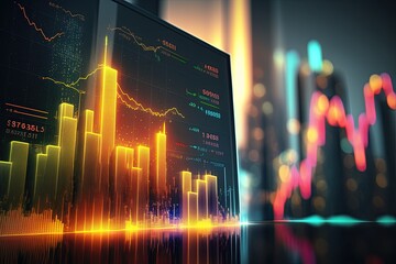 Business digital graph chart in stock trade market. Growth investment. Generative AI