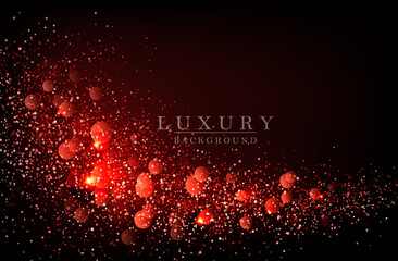 Wall Mural - Abstract glitter, wave of red color on a black background