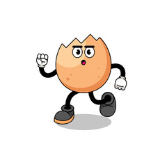 Canvas Print - running cracked egg mascot illustration