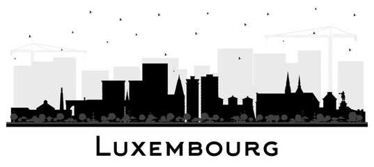 Wall Mural - Luxembourg City Skyline Silhouette with Black Buildings Isolated on White. Vector Illustration. Luxembourg Cityscape with Landmarks.