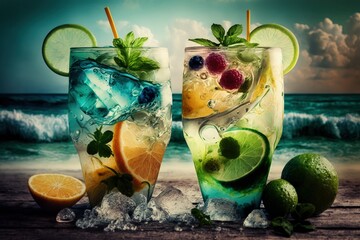 Sticker - The Refreshing Mojito Cocktail. Generative AI