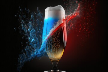 Poster - Background and design featuring a beer pour complete with foamy bubbles in a glass. Generative AI