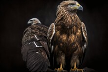 Vultures Perch In The Background Of This Image Of A Spanish Imperial Eagle (Aquila Adalberti), Also Known As An Iberian Imperial Eagle Or Simply Spanish Or Adalbert's Eagle. You May See A Young Imperi
