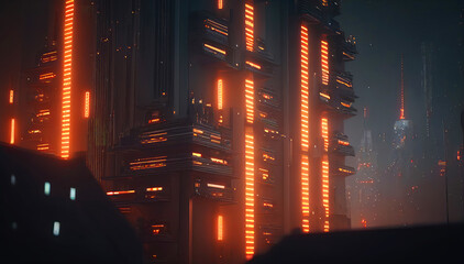 Wall Mural - Futuristic Metropolis View. Buildings from the future megapolis. Generative AI illustration