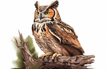 Poster - The great horned owl (Bubo virginianus) is a big owl found only in the Americas. It is also known as the tiger owl and the hoot owl. Generative AI