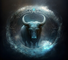 Wall Mural - an ethereal zodiac sign taurus generative ai